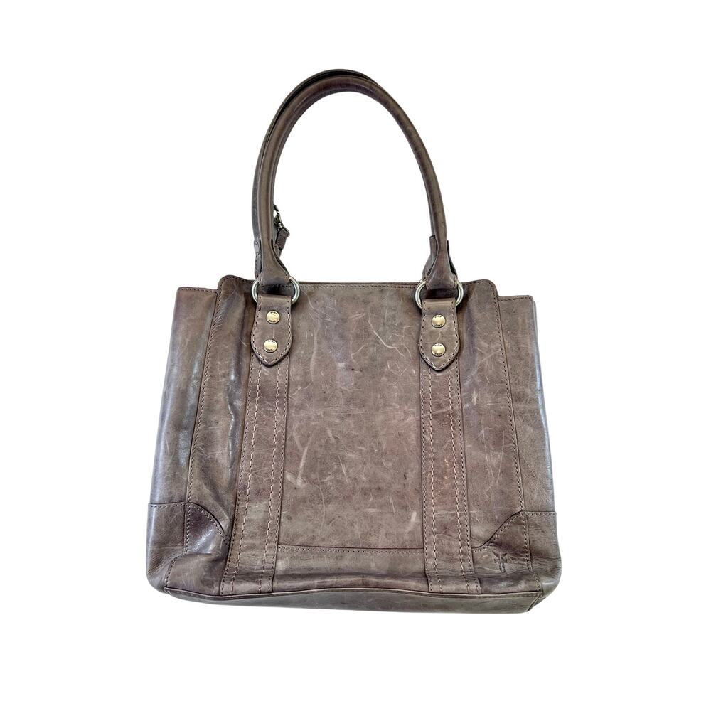 Authentic FRYE Melissa Leather Tote Bag - Distressed Slate Grey